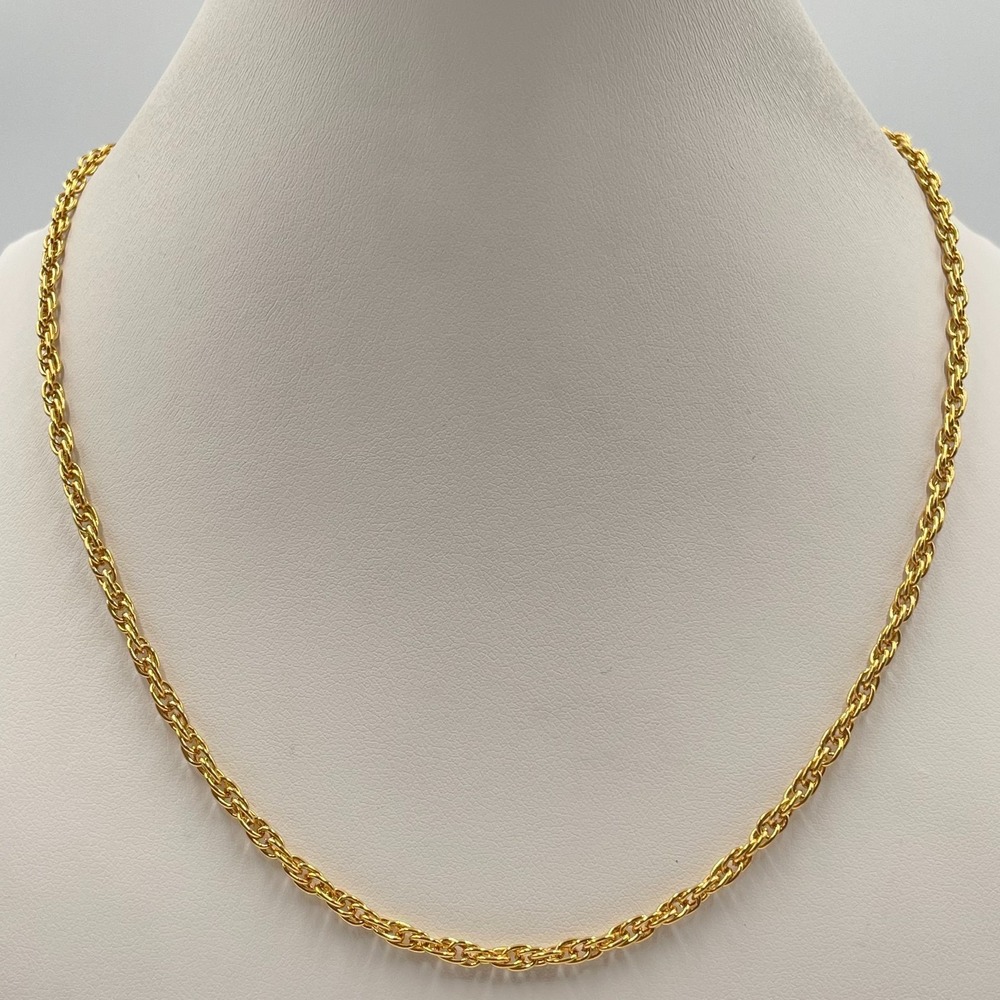 Vintage Gold Tone Prince of Wales Twist Link Chain Necklace Retro Chunky Style